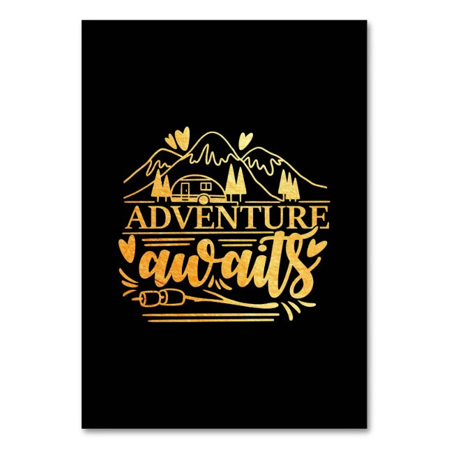 Das Gift Adventure von Campern steht bevor Tischnummer (Vorderseite)