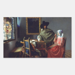 Das Glas Wein von Johannes Vermeer Rechteckiger Aufkleber