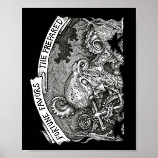 Das Glück begünstigt das vorbereitete (schwarze Rü Poster