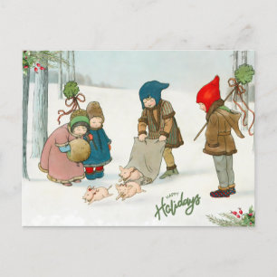 Das Glück des Winters, Vintage Postkarte