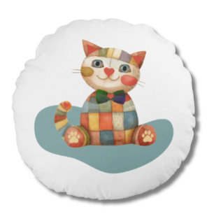 Das glückliche, farbenfrohe Patchwork ist einzigar Rundes Kissen