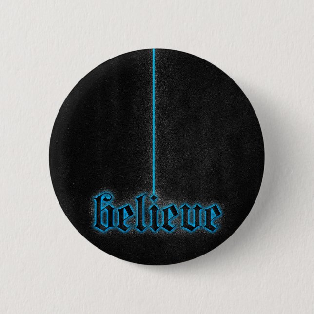 Das Glühen blau glauben Button (Vorderseite)