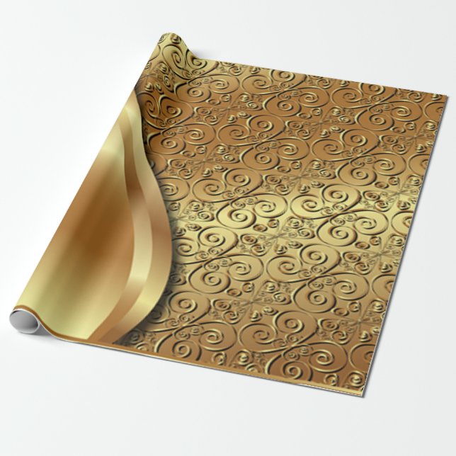 Das Gold mit zwei Tönen überzog Beschaffenheit mit Geschenkpapier (Ungerollt)