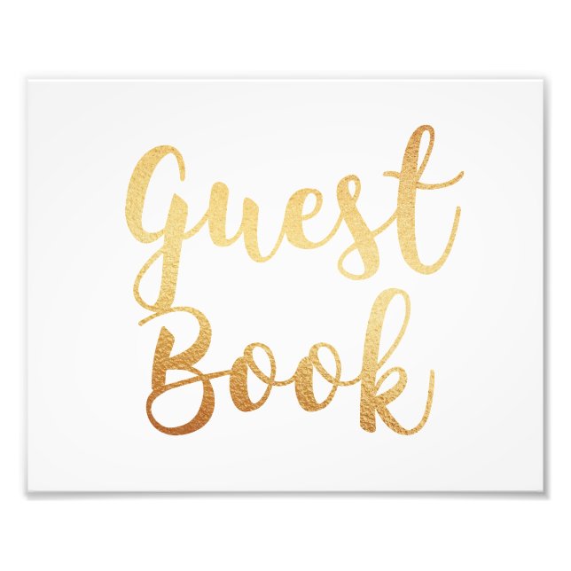 Das goldene Gästebuchzeichen. Hochzeitplakat. Fohl Fotodruck (Vorne)