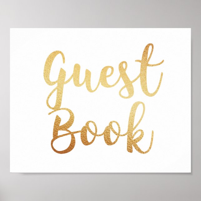 Das goldene Gästebuchzeichen. Hochzeitplakat. Fohl Poster (Vorne)