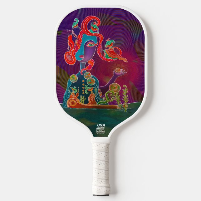 Das goldene, helle Pickleball-Racket ist individue Pickleball Schläger (Vorderseite)