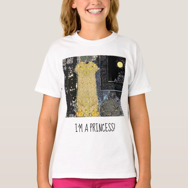 Das goldene Kleid "Ich bin eine Prinzessin" Ruffle T-Shirt (Vorderseite)