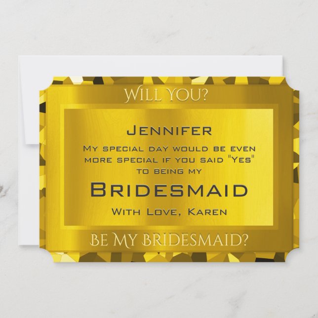 Das Goldene Ticket wird meine Bridmaid sein Einladung (Vorderseite)