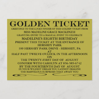 Das Goldene Ticket zum Geburtstag Einladung