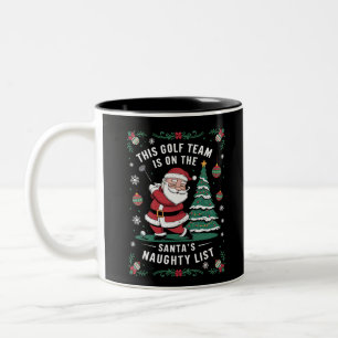 Das Golf Team ist auf der Liste des Weihnachtsmann Zweifarbige Tasse