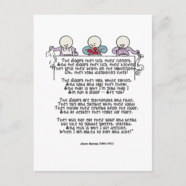 Das Goops lecken sie ihre Finger Postkarte (Vorderseite)