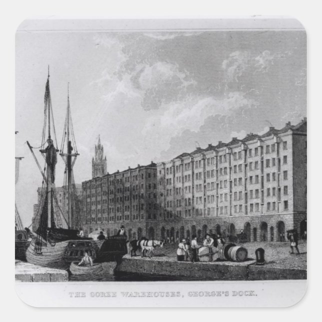 Das Goree Warehouse, George's Dock, Liverpool Quadratischer Aufkleber (Vorderseite)