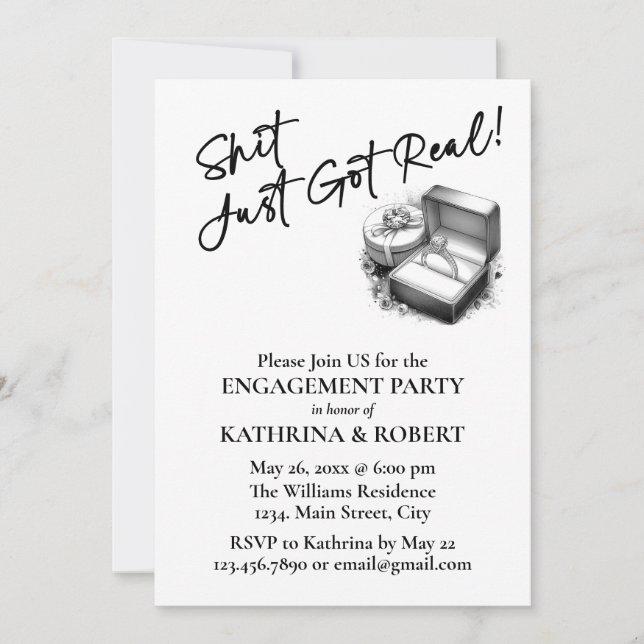 Das Got echt! Elegante Engagement-Partei Einladung (Vorderseite)