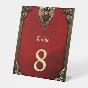 Das gotische Herz von Feuer und Gold. Sockelschild