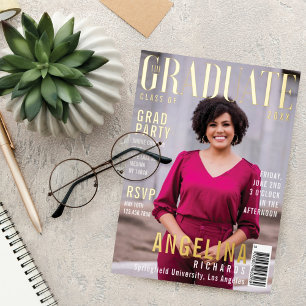 Das Graduate Trendy Magazine deckte das Party Grad Folieneinladung