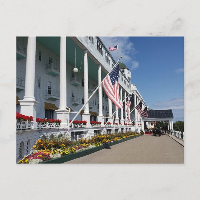 Das Grand Hotel auf der Insel Mackinac, Michigan Postkarte (Vorderseite)
