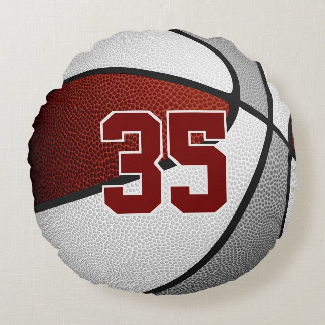 Das graue Basketballteam des Maron-Teams färbt die Rundes Kissen (Vorderseite)