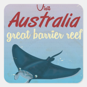 Das Great Barrier Reef, Australien Reiseplakat Quadratischer Aufkleber