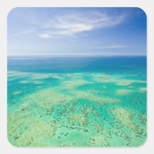 Das Great Barrier Reef, Luftansicht von Green 2 Quadratischer Aufkleber