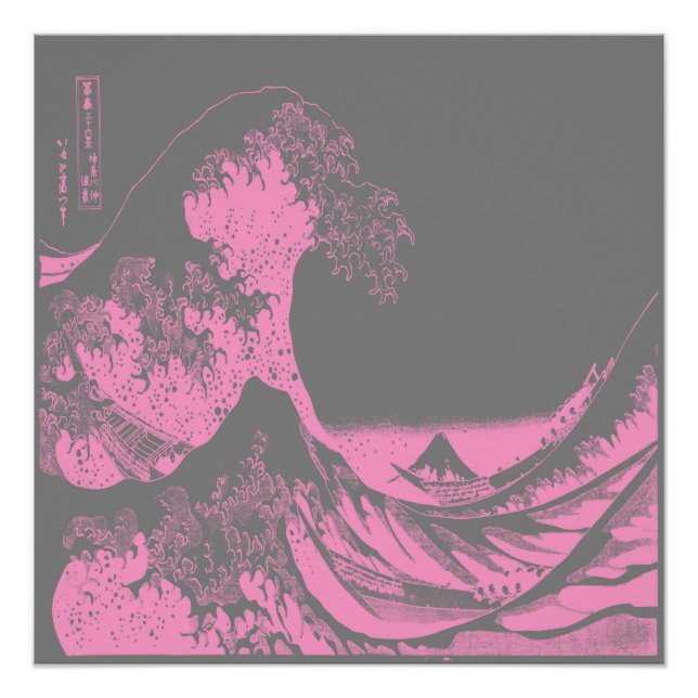 Das Great Wave Poster Pink & Grau (Vorderseite)
