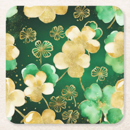 Das Green und Gold St Patrick's Day Kleeblatt Rechteckiger Pappuntersetzer