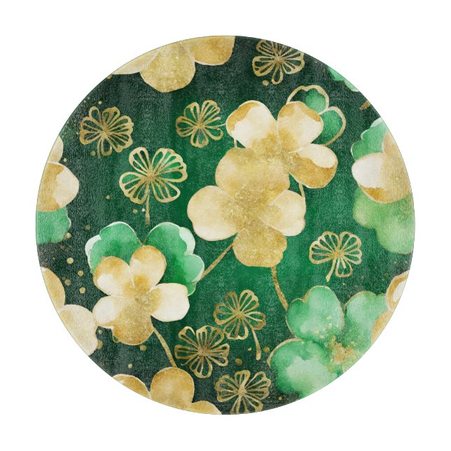 Das Green und Gold St Patrick's Day Kleeblatt Schneidebrett (Vorderseite)
