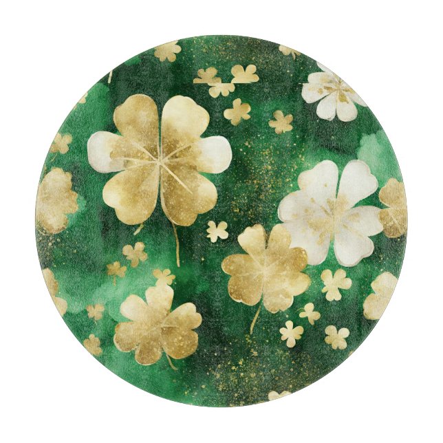 Das Green und Gold St Patrick's Day Kleeblatt Schneidebrett (Vorderseite)