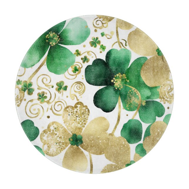 Das Green und Gold St Patrick's Day Kleeblatt Schneidebrett (Vorderseite)