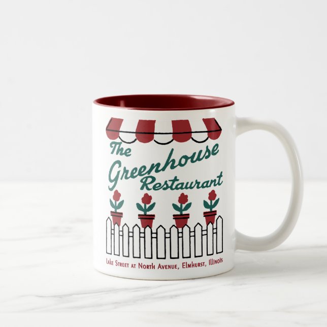 Das Greenhouse Restaurant Elmhurst, Illinois Zweifarbige Tasse (Rechts)