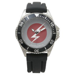 Das grelle   Blitz-Bolzen-Logo Armbanduhr