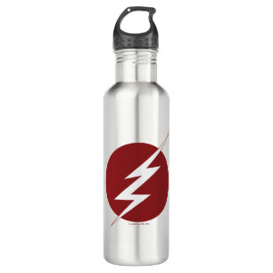 Das grelle   Blitz-Bolzen-Logo Edelstahlflasche