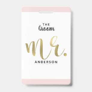 Das Groom Mr Gold Wedding Party VIP Pass Abzeichen Ausweis