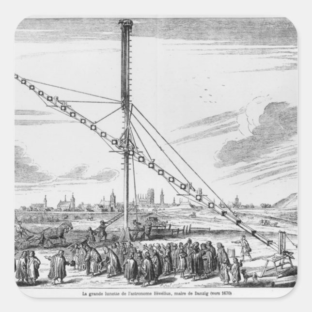 Das große astronomische Teleskop Quadratischer Aufkleber (Vorderseite)