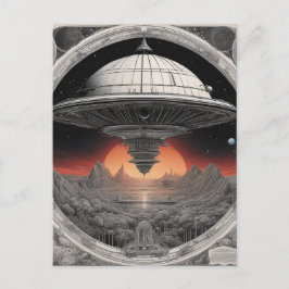 Das große, dunkle Raumschiff segelte durch die Tie Postkarte