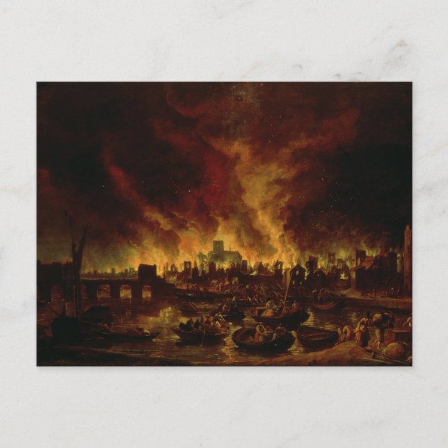 Das große Feuer Londons im Jahr 1666 Postkarte (Vorderseite)