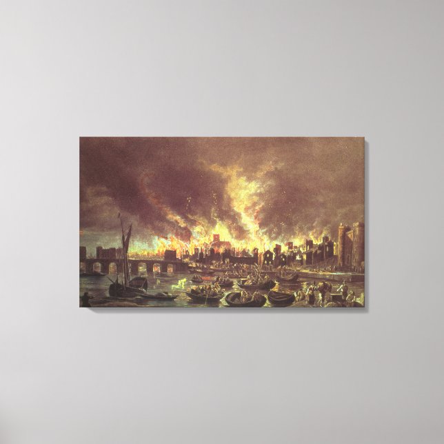 Das große Feuer von London, 1666 Leinwanddruck (Vorderseite)