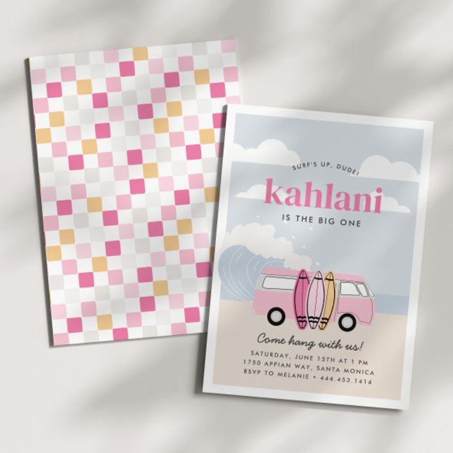 Das große Mädchen des 1. Strandsurfens zum Geburts Einladung (Von Creator hochgeladen)