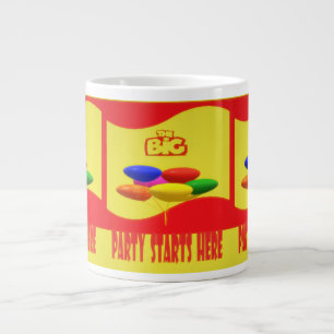Das große Party beginnt hier lasse zu feiern Jumbo-Tasse