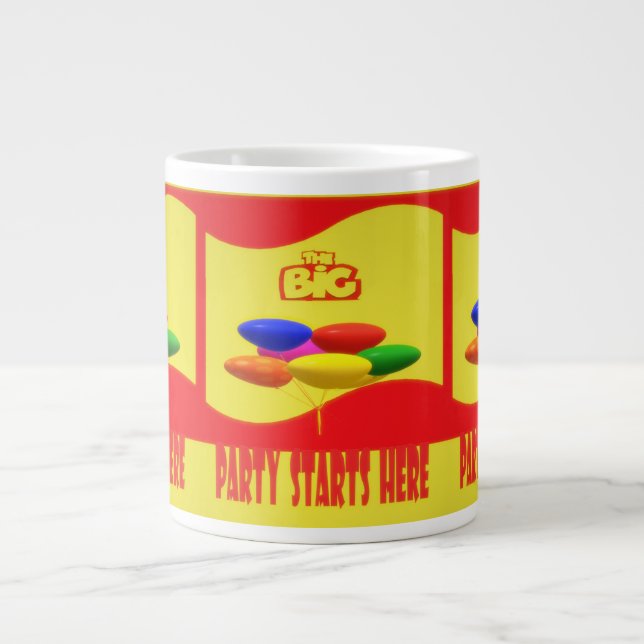 Das große Party beginnt hier lasse zu feiern Jumbo-Tasse (Vorderseite)