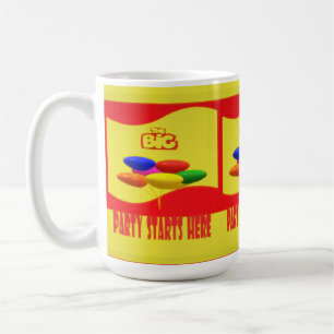 Das große Party beginnt hier lasse zu feiern Kaffeetasse