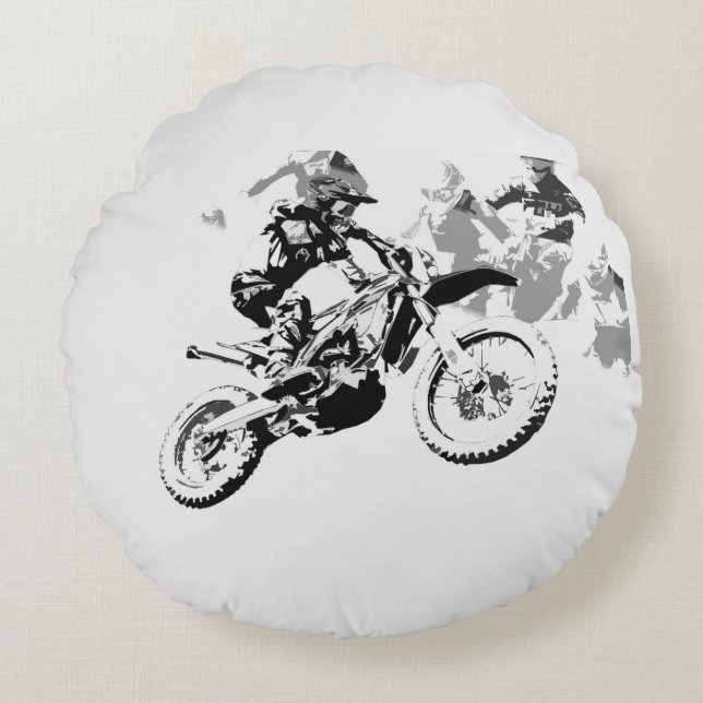Das große Rennen - Motocross-Rennen Rundes Kissen (Vorderseite)