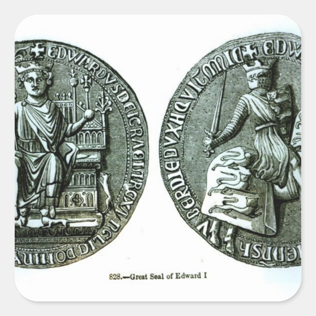 Das große Siegel von Edward I Quadratischer Aufkleber (Vorderseite)
