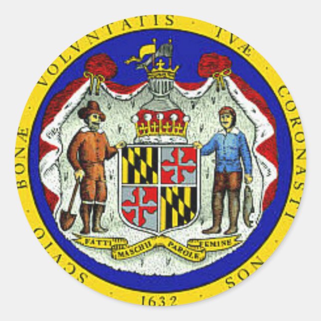 Das große Siegel von Maryland Runder Aufkleber (Vorderseite)
