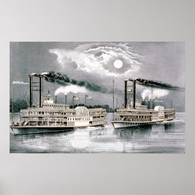 Das große Steamboat-Rennen in Mississippi - 1870 Poster (Vorne)