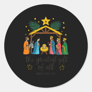 Das größte Geschenk für alle Weihnachten-Nativität Runder Aufkleber