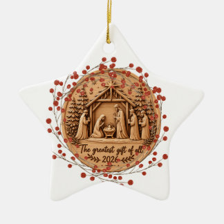 Das größte Geschenk von allen 2026 Krippe Holz ähn Keramik Ornament