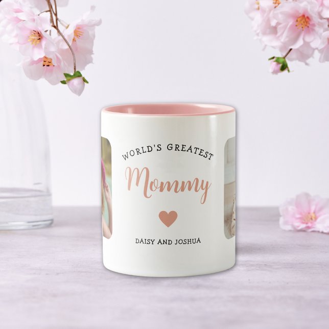 Das größte Mommy 2 Foto der Welt - Elegantes Skrip Zweifarbige Tasse (Von Creator hochgeladen)