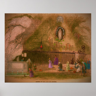 Das Grotto unserer Lady of Lourdes. 1800 Poster