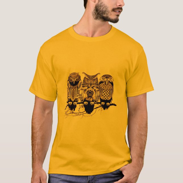 Das grundlegende T-Shirt der Eulen-Trio-Männer (Vorderseite)