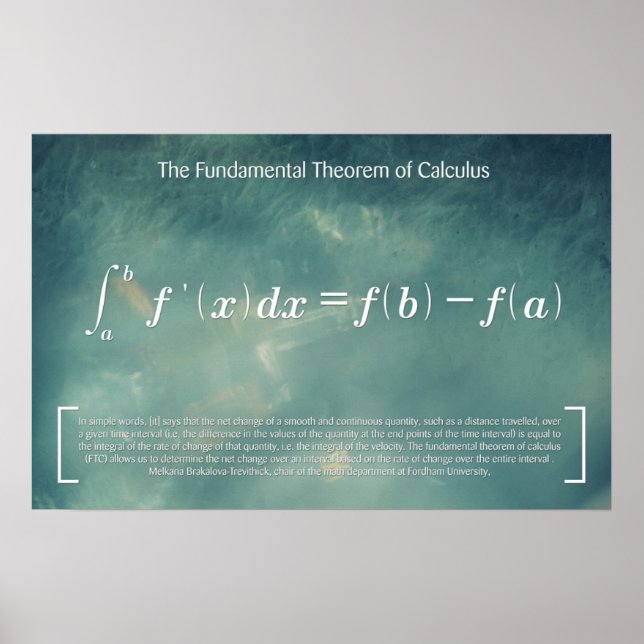 Das Grundlegende Theorem der Analysis - Mathematik Poster (Vorne)